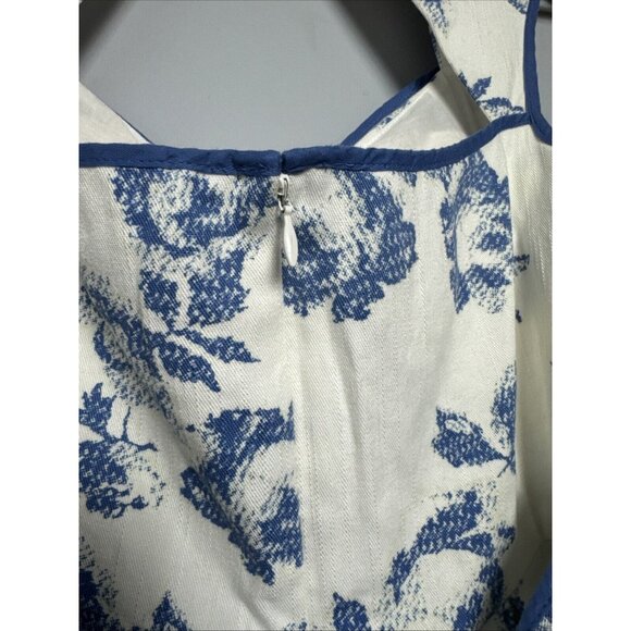 Jessica Simpson Retro Blue White Floral Tie Back Dress Size 4‎ - Picture 7 of 7